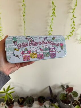 Hello Kitty Pastel Mint and Pink Tin Pencil Box